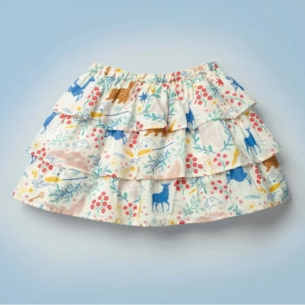 New Mini Boden x Harry Potter Patronus Tiered Ruffle Skirt Girls Sz 4-5Y